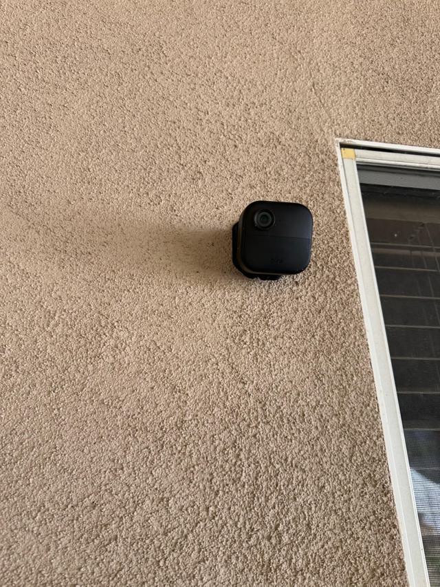 Blink Camera mounted on stucco wall