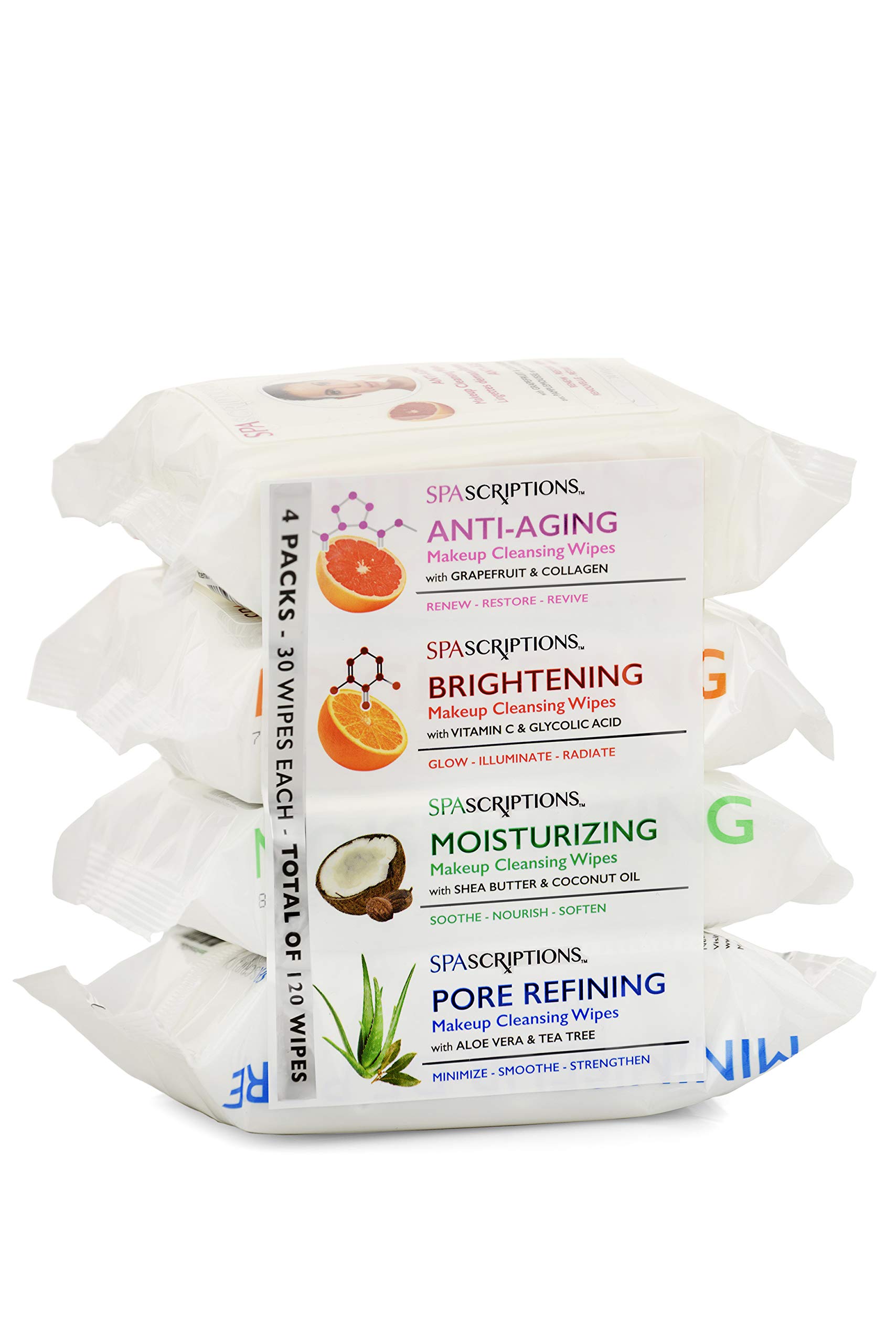SpaScriptions Makeup Cleansing Wipes 30 CT Variety Pack